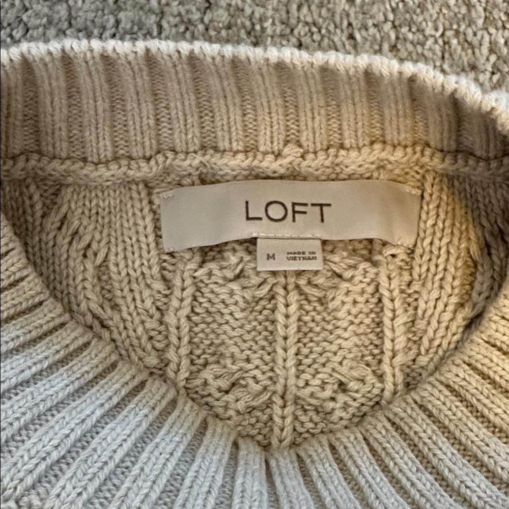 LOFT Beige Cable Knit Sweater Vest - Picture 3 of 4
